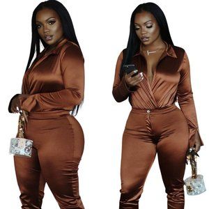 Two-piece Satin Mocha Set  Medium